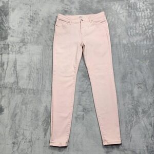 Amazon Essentials Jeans Womens 12 LONG Pink Mid Rise Skinny Ankle Stretch Denim